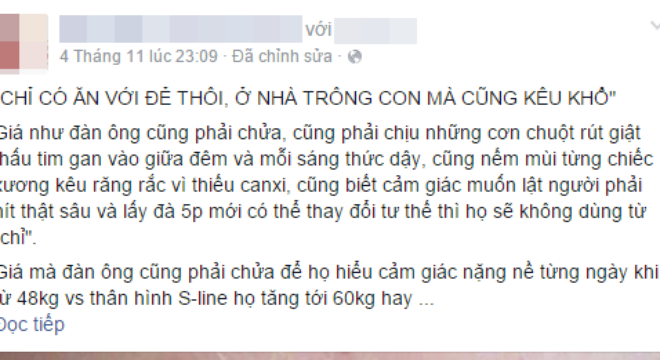 "Chỉ ăn với đẻ" và những nổi khổ đàn ông không bao giờ hiểu