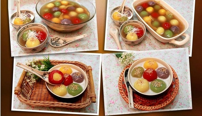 Làm chè trôi nước ngũ sắc từ sữa hoa quả dẻo ngọt không ngấy