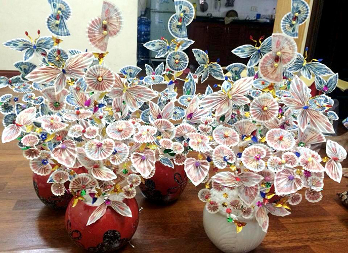 Hướng dẫn chi tiết cách làm cây tài lộc tiền trang trí ngày Tết