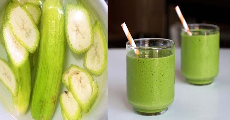 Đem xay nhuyễn 3 quả chuối xanh rồi để đông đá, đánh bay mỡ bụng nhanh chóng