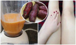 Lấy nước ép của củ khoai lang sống thoa lên da như thế này, da trắng hồng, lỗ chân lông se khít, an toàn gấp 100 lần kem trộn