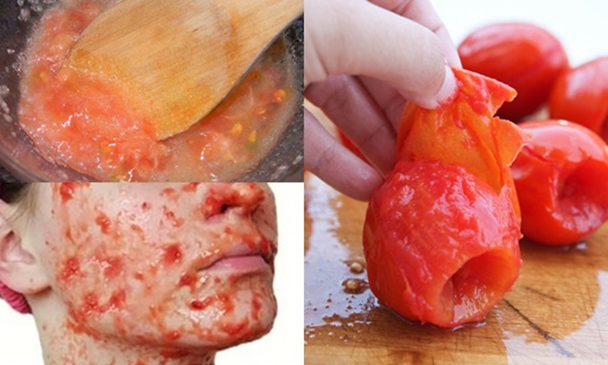 Chỉ với 1 quả cà chua da dẻ đen nhẻm như than cũng hóa trắng mịn, hồng hào đấy