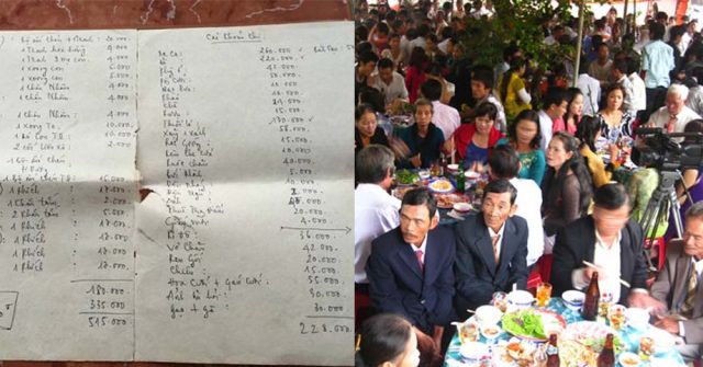 Vừa ngồi xuống mâm cỗ, chưa kịp ăn đã tý “chết nghẹn” khi nghe nhà trai công khai bắc loa đọc tiền mừng cưới của từng người