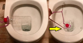 Tắc bồn cầu, thấy vợ lấy móc áo đun ống nhựa vào rồi thả xuống, chồng lắc đầu rồi sau đó liền khen ‘Thật thông minh!’