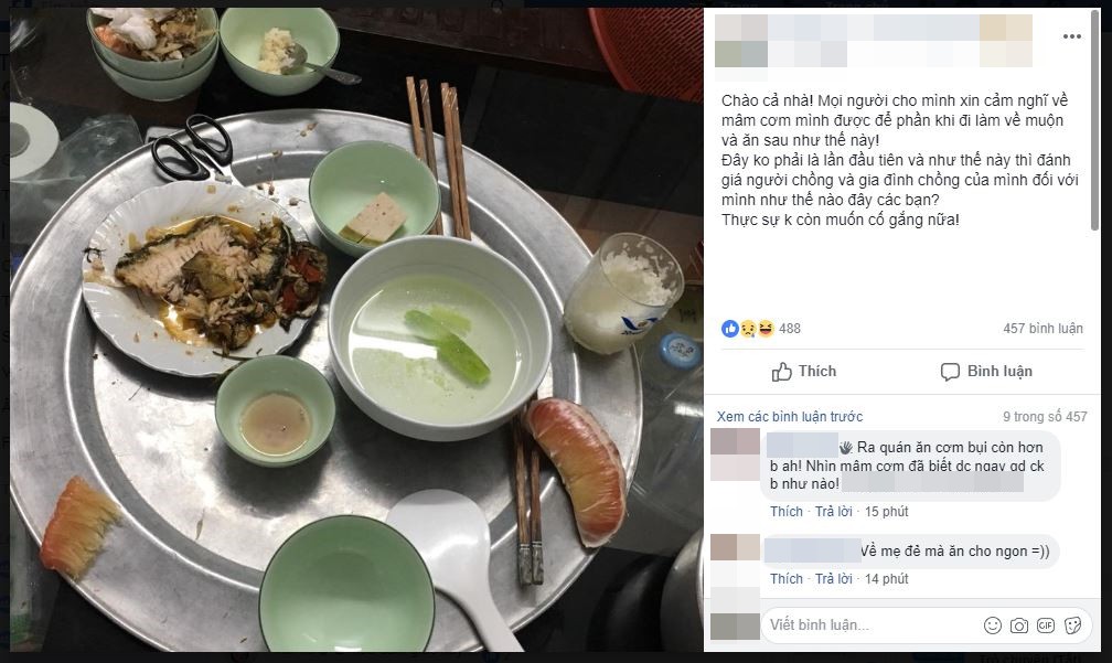 Ngán ngẩm với mâm cơm nhà chồng phần cho nàng dâu đi làm về muộn, chẳng trách chị em ngày càng sợ kết hôn