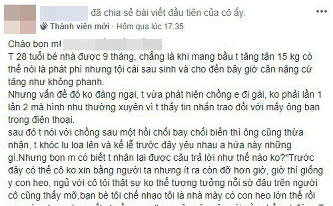 Tăng cân không phanh sau sinh, mẹ trẻ bị chồng phản bội, còn cay nghiệt mắng: Như con heo, sờ đâu cũng thấy mỡ!