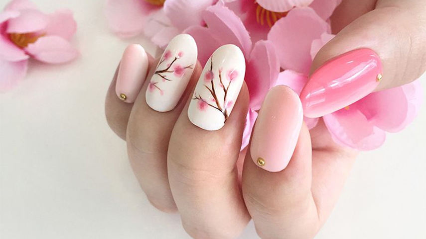 Дизайн ногтей сакура. Сакура Нэилс. Маникюр цветы. Маникюр с цветочками. Весенний маникюр розовый.