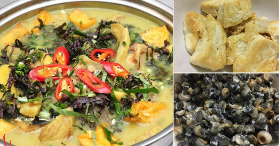 Đổi vị với món ốc nấu chuối đậu chua cay béo ngậy thơm nức mũi cho những ngàyđông