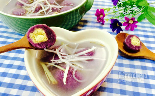 Chè khoai lang tím đậu xanh nhâm nhi đầu tuần